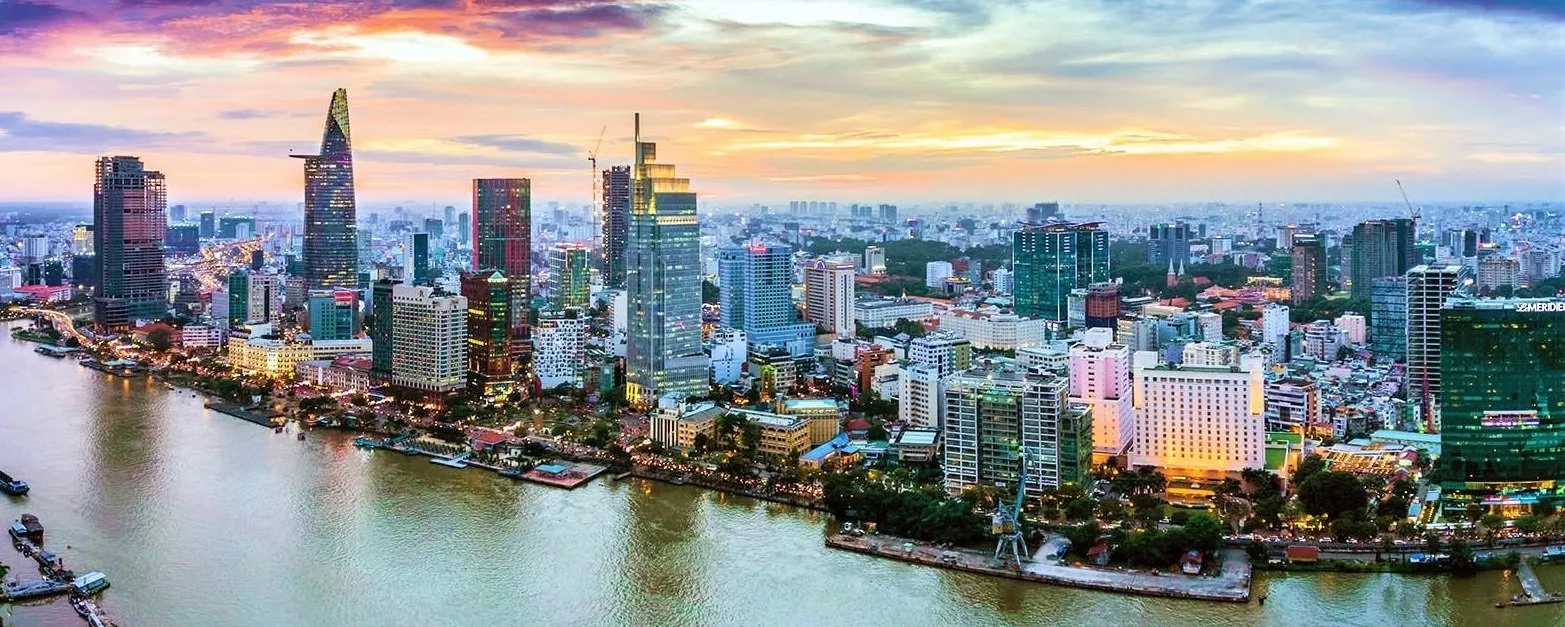 Ho Chi Minh City, District 1 at Twilight 2021.